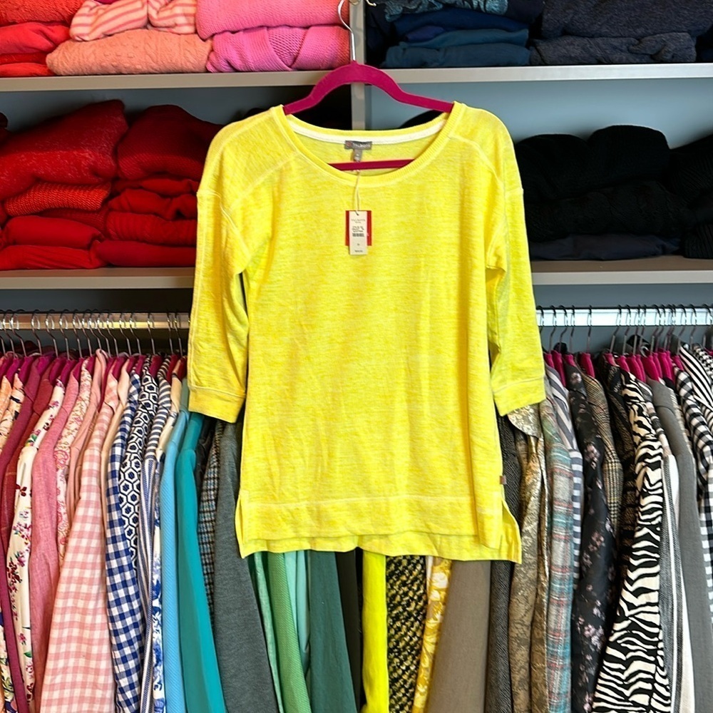 Talbots yellow marled 3/4 quarter length sleeve sweater size SP NWT